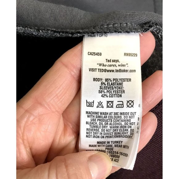 SOLD Ted Baker Gray Front Zip Jacket With Burgundy Trim Size 4 EUC - Picture 12 of 12